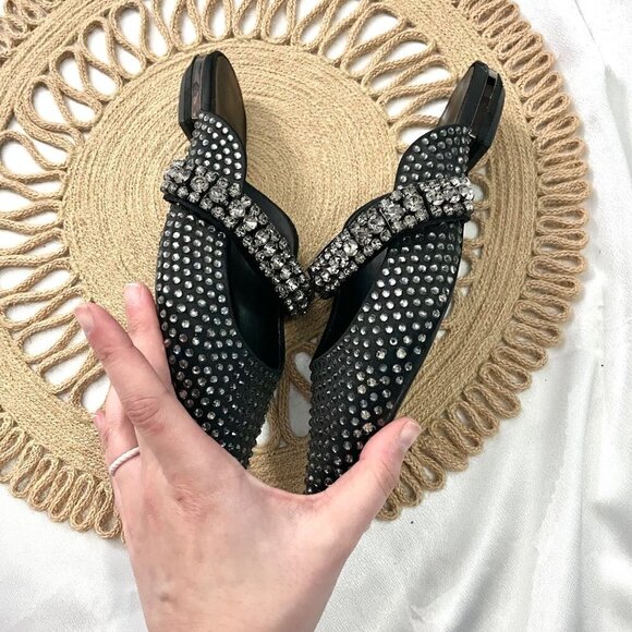 Kurt Geiger London Princely Jeweled Mules Rhinestone Black Size EU 36.5 - Picture 11 of 11